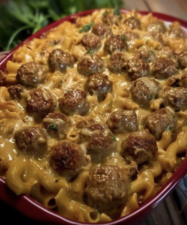 Ultimate Baked Meatball and Macaroni Casserole
