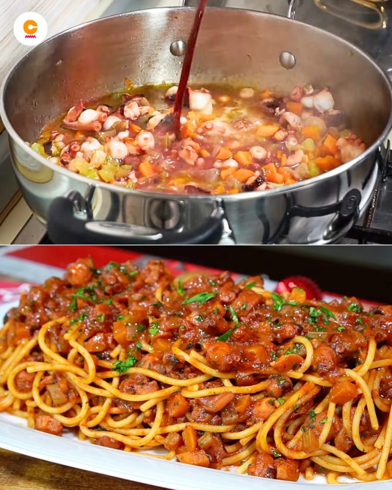 Spaghetti z ragout z ośmiornicy: rozpływająca się w ustach pierwsza potrawa