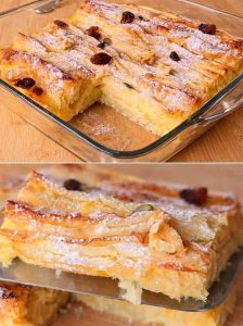 Ciasto bożonarodzeniowe z ciasta filo, jabłek i rodzynek.