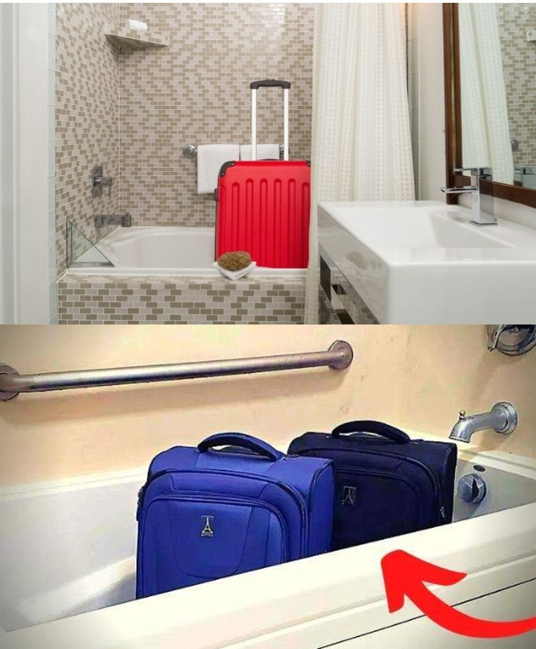 Wchodząc do pokoju hotelowego, schowaj walizki do wanny!