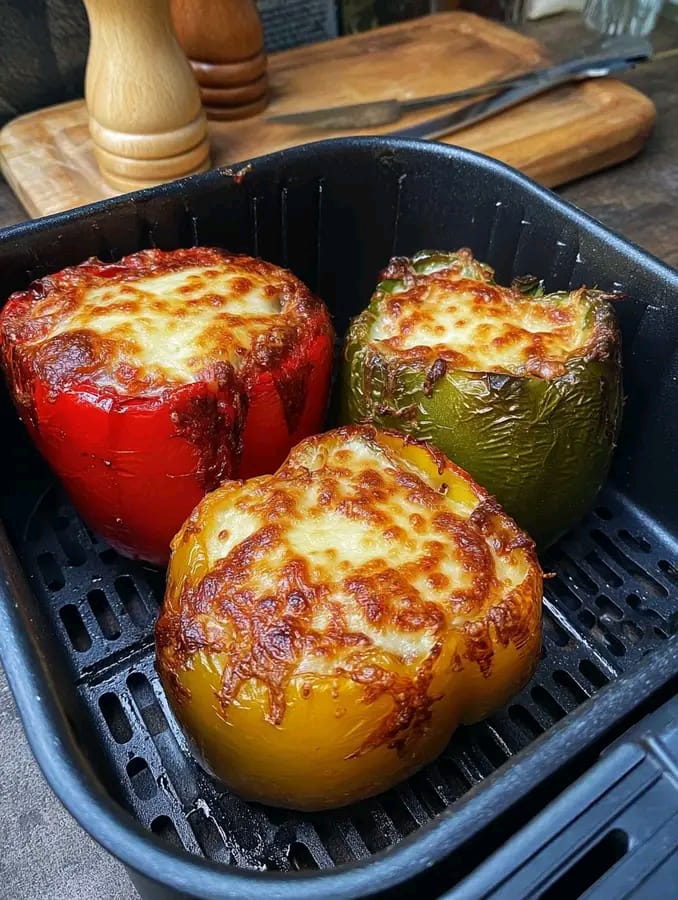 Łatwe faszerowane papryki do przygotowania w frytkownicy powietrznej👇