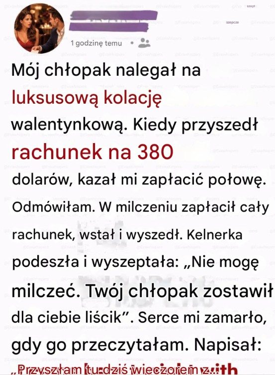 Kolacja walentynkowa, która ujawniła wszystko: kiedy test zniszczył siedem wspólnych lat