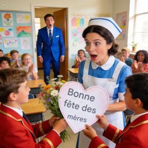 BLIŹNIACY MILIARDARIUM ZAPROSILI DZIEŃ MATKI - TO CO JEGO ZOSTAWIŁO BEZ WIDZIAŁ Myślał, że zaskoczy swoich synów. Taka mała wizyta, chwila spokoju. Ale kiedy wszedł do tej klasy, zobaczył coś, na co nie był gotowy. Jej bliźniaki były już obok kogoś innego. Nie nauczyciel, nie rodzina, dobra. Trzymała ich kartkę z okazji Dnia Matki, a sposób w jaki na nią patrzyli, zmienił wszystko. Nie wiedział, że ją zaprosili. I co stało się potem? Nigdy nikomu o tym nie powiedział, aż do ter… Voir plus