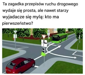Ta zagadka przepisów ruchu drogowego wydaje się prosta, ale nawet doświadczeni kierowcy często się mylą: kto ma pierwszeństwo?