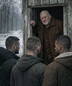 Trzech chuliganów zapukało do drzwi samotnego starca, przekonanych, że szukają łatwego łupu. Nie mieli jednak pojęcia, kto tak naprawdę kryje się za tymi drzwiami ani jak skończy się dla nich ta wizyta.  Trzej mężczyźni niedawno wrócili z więzienia, ale nie mieli zamiaru zmieniać swojego życia. Kontynuowali to, za co zostali kiedyś skazani. Wyszukiwali samotnych ludzi, wykorzystywali ich lęki i przejmowali domy i mienie. Działali brutalnie, szybko i bez skrupułów.  Dawno temu zauważyli dom starca na rogu. Miał dużą działkę, był stary, ale solidny i nie miał w pobliżu sąsiadów ani krewnych. Wszystko wcześniej sprawdzili. Dziadek nie miał rodziny, a jego córka od dawna z nim nie rozmawiała; mieszkała w innym mieście i nigdy go nie odwiedzała.  Łatwa zdobycz, uznali.  Tego wieczoru podeszli do bramy i zapukali do drzwi.  Otworzył im starszy mężczyzna w czarnym ubraniu i znoszonej skórzanej kurtce. Jego twarz była spokojna, a wzrok uważny.  „Nie spodziewaliście się nas, ale przyszliśmy” – powiedział jeden z bandytów z uśmiechem.  Staruszek powoli spojrzał na ich tatuaże, napięte ramiona, wyzywające twarze.  „Czego chcecie?” – zapytał spokojnie.  „Waszego domu. I rozstaniemy się pokojowo.”  „Nie. Jakieś jeszcze pytania?”  „Hej, staruszku, jesteś zdezorientowany? Mówiliśmy ci po ludzku: daj nam dom, a rozstaniemy się. Inaczej będziemy musieli użyć siły.”  „Zgadzam się, staruszku. I tak niedługo ci nie zostanie.”  Staruszek zmrużył oczy.  „Jesteś głupi czy głuchy?”  „Co powiedziałeś?” – wybuchnął jeden z bandytów i chwycił go gwałtownie za kołnierz kurtki.  Staruszek nawet nie drgnął. Jego twarz pozostała spokojna.  „Przepraszam, chłopaki, nie zorientowałem się od razu, kim jesteście. Wejdźcie do środka. Naleję wam herbaty. Sam poszukam dokumentów domu.”  Mężczyźni wymienili spojrzenia. W ich oczach błysnął błysk satysfakcji. Uznali, że staruszek się zepsuł.  Weszli do środka. Ale bandyci nie mieli pojęcia, co ich czeka w tym domu ani jak zakończy się ich wizyta. Resztę historii znajdziecie w pierwszym komentarzu