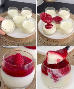 SZYBKA PANNA COTTA Z WANILIĄ I MALINAMI – świeży deser na każdą okazję!