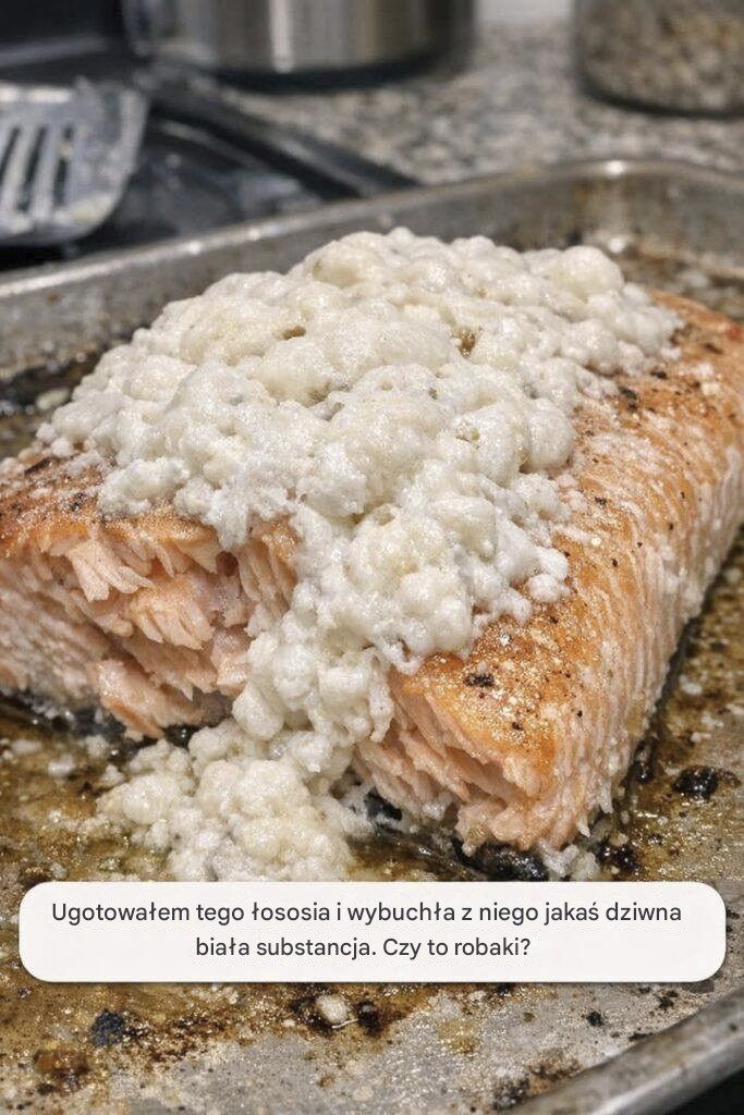 Ugotowałem tego łososia i wybuchła z jakąś dziwną białą stancją. Czy to robaki?