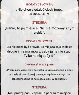 Naśmiewał się ze starszej kobiety w klasie biznesowej, ale potem pilot powiedział coś, co doprowadziło wszystkich do płaczu.