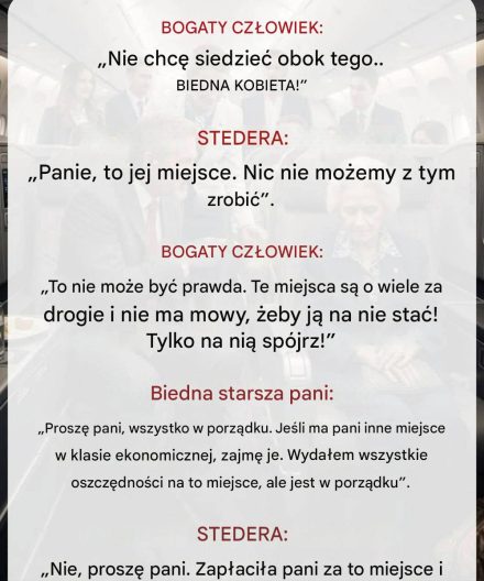 Naśmiewał się ze starszej kobiety w klasie biznesowej, ale potem pilot powiedział coś, co doprowadziło wszystkich do płaczu.