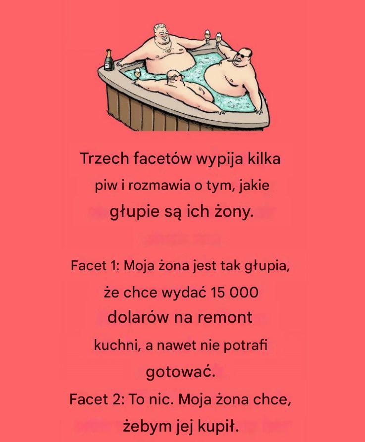 Trzech facetów rozmawiających o tym, jak głupie są ich żony