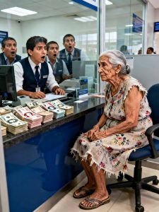 Naśmiewali się ze starszej pani, która weszła do banku z plastikową torbą… aż do momentu, gdy liczba na ekranie zmazała uśmiechy z ich twarzy.