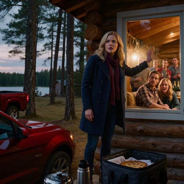 Wjechałam do lasów Minnesoty z gorącym obiadem urodzinowym mojego męża na tylnym siedzeniu i zanim jeszcze dotknęłam drzwi kabiny, czerwony samochód sportowy, muzyka klubowa i kobiety śmiejące się przez sosny powiedziały mi, że moje małżeństwo kłamało mnie przez długi czas.