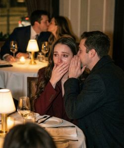 Mój mąż napisał SMS-a: „Wszystkiego najlepszego z okazji rocznicy, kochanie. Utknąłem w pracy”. Byłam już tam – patrząc, jak całuje kogoś innego. Nagle ktoś obcy wyszeptał: „Spokojnie. Prawdziwy spektakl dopiero się zaczyna”.  Mój mąż napisał SMS-a o 19:14. „Utknąłem w pracy. Wszystkiego najlepszego z okazji drugiej rocznicy, kochanie. Wynagrodzę ci to w ten weekend”. O 19:15 siedziałam dwa stoliki od niego w zatłoczonej restauracji w Chicago, patrząc, jak całuje kolejną kobietę, jakbym nigdy nie istniała.  Przez kilka sekund nie mogłam się ruszyć. Moja ręka wciąż zaciskała się na małej torebce prezentowej, którą mu przyniosłam – zabytkowym srebrnym zegarku, który kiedyś pokazał w witrynie sklepowej. Spędziłam godzinę na przygotowaniach. Pojechałam nawet do centrum, żeby zrobić mu niespodziankę, bo coś w jego SMS-ie brzmiało chłodno, wyuczenie. Teraz wiedziałam dlaczego.  Miał na sobie granatową koszulę, którą kupiłam mu na zeszłe Boże Narodzenie. Śmiała się, trzymając jedną rękę na jego szczęce, pochylając się, jakby to nie był ich pierwszy raz. Nie byli zdenerwowani. Czuli się swobodnie. Znajomo. Wyćwiczeni.  Odsunęłam krzesło tak mocno, że zaskrzypiało na podłodze.  Mężczyzna stanął obok mnie, zanim zdążyłam zrobić dwa kroki.  „Nie rób tego” – powiedział cicho.  Odwróciłam się wściekła. „Przepraszam?”  Zmrużył oczy. „Spokojnie. Prawdziwy spektakl zaraz się zacznie”.  Wyglądał na jakieś czterdzieści lat, był wysoki, elegancko ubrany, z twarzą napiętą od dłuższego czasu. Skinął głową w stronę kobiety przy stole mojego męża.  „Nazywam się Daniel Mercer” – powiedział. „Kobieta z twoim mężem jest moją żoną”.  Pokój zdawał się przechylać.  „Co?”  „Powiedziała mi, że jest dziś wieczorem w Bostonie” – powiedział. „Śledzę to od sześciu tygodni. Zatrudniłem prywatnego detektywa po tym, jak znalazłem rachunki z hotelu na naszej wspólnej karcie”. Jego wzrok powędrował w stronę mojego męża. „Twój mąż nazywa się Andrew Bennett, prawda?”  Wpatrywałam się w niego. „Skąd to wiesz?”  „Bo wiem więcej, niż chciałam”. Wyciągnął telefon i pokazał mi zdjęcie – Andrew i kobieta wsiadają do samochodu przed apartamentowcem. Na dole świeciła data sprzed trzech tygodni. Potem kolejne zdjęcie. I kolejne.  Żołądek ścisnął mi się tak mocno, że myślałam, że zwymiotuję.  „Miałem się z nimi skonfrontować na zewnątrz” – powiedział Daniel. „Ale dzisiejszy wieczór się zmienił”.  „Jak się zmienił?”  Spojrzał ponad moim ramieniem w stronę wejścia do restauracji.  Właśnie weszła kobieta w grafitowym garniturze, a za nią dwóch mężczyzn. Jeden z nich niósł skórzane portfolio. Drugi miał przypiętą do paska odznakę.  Daniel westchnął raz, ponuro.  „To” – powiedział – „jest wewnętrzny inspektor firmy Andrew”.  Odwróciłam się do męża. Wciąż uśmiechał się do Vanessy, zupełnie nieświadomy.  Potem kobieta w garniturze podeszła prosto do ich stolika.  I wszystko eksplodowało… Ciąg dalszy nastąpi w komentarzach 👇 Zobacz teraz