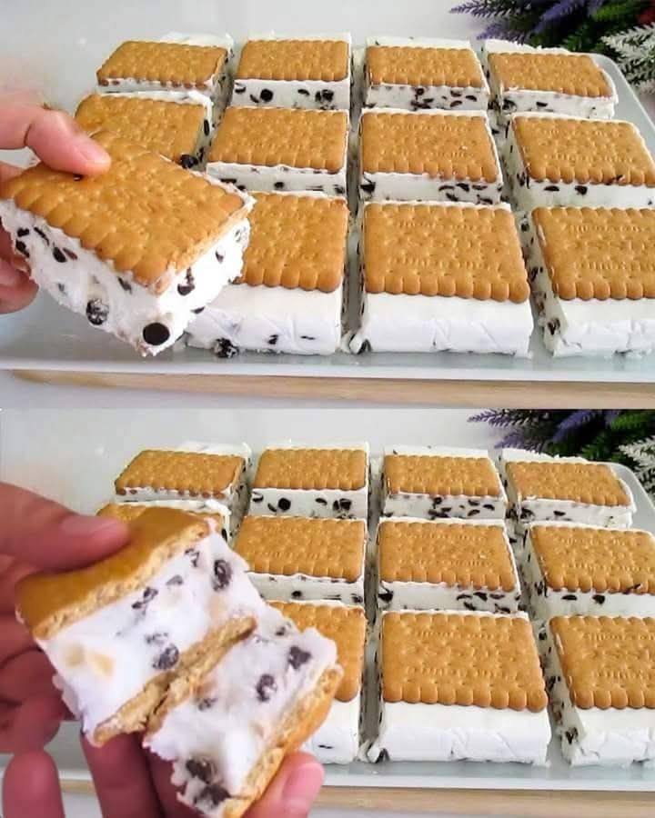 3 ingredienti in 3 minuti!! Torta glassata/senza cottura incredibilmente deliziosa Ingredienti: 24 biscotti quadrati semplici Voir plus