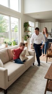 Rozwiedziony ojciec odebrał swojego 6-letniego syna w spokojny niedzielny wieczór i zdał sobie sprawę, że chłopiec ledwo mógł usiedzieć w samochodzie — aż cichy, pełen łez szept w domu zasugerował prawdę, która była ukrywana o wiele za długo.  Niedzielne wieczory w San Diego zawsze niosły ze sobą ciszę i ciężar.  Nawet po zachodzie słońca ciepło wciąż unosiło się na chodnikach i dachach. Powietrze nad autostradą migotało od ostatnich śladów ciepła, a niebo powoli przybierało delikatne odcienie złota, szarości i bladej pomarańczy. Z daleka wyglądało spokojnie. Z bliska wydawało się zmęczone — jak koniec długiego, nie do końca spokojnego tygodnia.  Dla Masona Hollowaya niedziele nigdy nie były spokojne.  Nigdy nie były łagodnym zakończeniem. Nigdy nie były relaksujące. Nigdy nie były łatwe.  Były dniem powrotu jego 6-letniego syna.  Dokładnie o 18:50 tego wieczoru Mason wjechał swoim czarnym SUV-em w wąską uliczkę w spokojnej okolicy niedaleko Chula Vista. Droga była pokryta drobnymi pęknięciami. Siatkowe ogrodzenia pochylały się lekko w stronę chodnika. Kilka lamp na ganku już się zapaliło, mimo że niebo wciąż było trochę jasne. Mały bliźniak na końcu ulicy wyglądał dokładnie tak samo jak zawsze – wyblakła farba, lekko krzywa skrzynka na listy i kępa suchej trawy, która zdawała się nigdy nie odrastać.  Mason zauważył każdy szczegół, ale nic nie powiedział.  Bo w środku był jego syn.  I tylko to się liczyło.  Układ, któremu nigdy do końca nie ufał  Przez dwanaście lat Mason zbudował dobrze prosperującą firmę remontowo-budowlaną. Zaczynał z jedną ciężarówką, pożyczoną drabiną i determinacją, którą docenia się dopiero po sukcesie. Teraz był właścicielem pięknego domu w hrabstwie North County, miał pracowników, którzy na nim polegali i w końcu dotarł do miejsca, gdzie pieniądze nie spędzały mu snu z powiek.  Ale nic z tego nie uchroniło go przed rozwodem.  Nic nie przygotowało go na długie rozprawy sądowe, ostrożne sformułowania prawne i cichy ból związany z widokiem rodziny sprowadzonej do harmonogramów, podpisów i podzielonego czasu.  Jego była żona, Sabrina Cole, usilnie zabiegała o wspólną opiekę. Lata wcześniej, kiedy Mason pracował długie godziny, próbując utrzymać firmę, to Sabrina była w domu przez większość czasu. Ta historia towarzyszyła im na sali sądowej. Słowa „główny opiekun” zdawały się mieć większe znaczenie niż cokolwiek, co Mason próbował wytłumaczyć.  Więc decyzja zapadła.  Wspólna opieka. Co tydzień na zmianę. Ostateczna.  Mason przestrzegał wszystkich zasad – ponieważ wymagało tego prawo i ponieważ wierzył, że może pewnego dnia, robiąc wszystko dobrze, coś zmieni.  Mimo to, w każdy niedzielny wieczór, ta sama cicha myśl nie dawała mu spokoju.  Nienawidził rozstawać się z synem.  I nienawidził czekać na jego powrót.  Coś było nie tak, zanim wypowiedział jedno słowo  Drzwi do domu powoli się otworzyły.  Mason wyprostował się, nawet nie zdając sobie z tego sprawy.  Zwykle sześcioletni Owen wybiegał na zewnątrz pełen energii, jakby nie mógł czekać ani chwili dłużej. Biegł do samochodu z plecakiem na wpół otwartym, rozwiązanymi sznurowadłami, rozczochranymi włosami i słowami, które już z niego wylewały się, zanim jeszcze dotarł do ojca.  Zwykle uśmiechał się na jego widok.  Zwykle biegł prosto w jego ramiona.  Ale tym razem tego nie zrobił.  Owen ostrożnie wszedł na werandę i zatrzymał się.  Potem zszedł po schodach.  Powoli.  Za wolno.  Jego drobne ramiona wyglądały na napięte. Plecy wydawały się sztywne. Każdy ruch był ostrożny, w sposób, w jaki żadne dziecko w jego wieku nie powinno się ruszać. Mason czuł, że coś jest nie tak, zanim zdążył to wyjaśnić. Poczuł ucisk w piersi.  Od razu wysiadł z SUV-a i podszedł.  „Hej, kolego” – powiedział łagodnie. „Wszystko w porządku?”  Owen spojrzał w górę i spróbował się uśmiechnąć, ale uśmiech nie sięgnął jego oczu.  „Tak, tato”.  Mason lekko się zniżył. „Jesteś pewien?”  „Nic mi nie jest” – odpowiedział szybko Owen.  Za szybko.  Nie było uścisku.  To samo wprawiło Masona w zakłopotanie.  Delikatnie sięgnął po plecak Owena i zauważył, że chłopak spiął się nawet przy tym drobnym ruchu.  „Co się stało?” – zapytał cicho Mason. „Potknąłeś się albo wpadłeś na coś?”  Owen zerknął na drzwi do bliźniaka na chwilę, a potem znowu spuścił wzrok.  „Jestem tylko trochę obolały”.  „Od czego?”