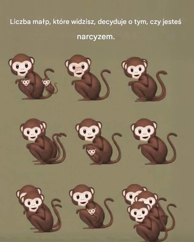 Liczba małp, które widzisz, decyduje o tym, czy jesteś narcyzem.